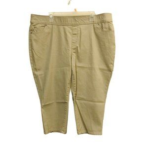Kim Rogers Khaki Tan Beige Stretch Pull On Capri Pants Size 18